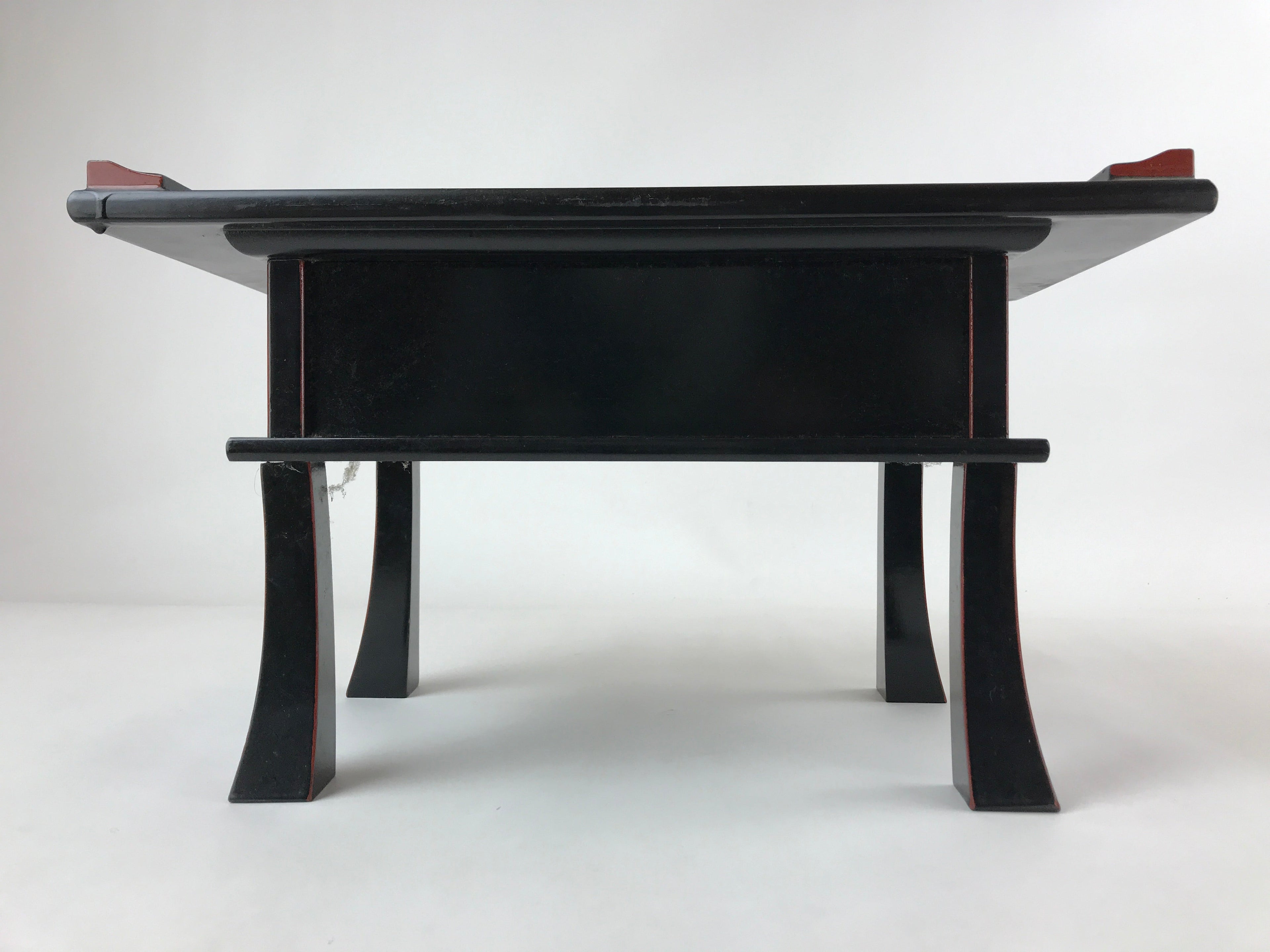 Japanese Buddhist Altar Fitting Lacquer Kyozukue Offering Table Vtg Black BA219
