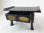 Japanese Buddhist Altar Fitting Lacquer Kyozukue Offering Table Vtg Black BA219