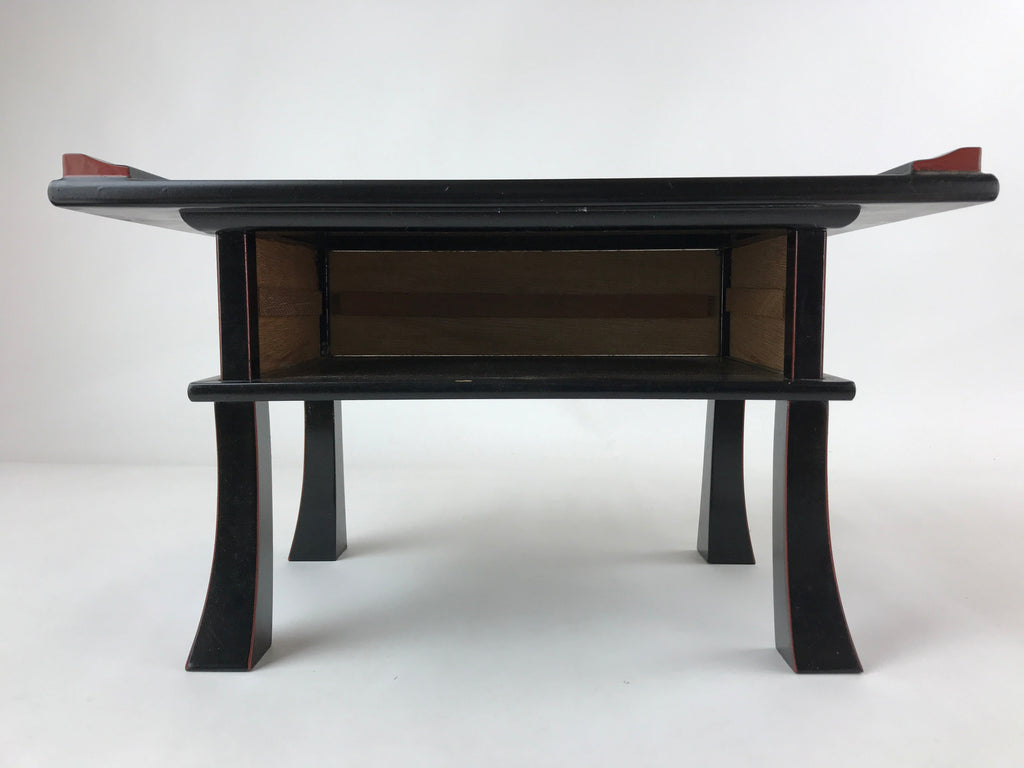 Japanese Buddhist Altar Fitting Lacquer Kyozukue Offering Table Vtg Black BA219