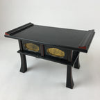 Japanese Buddhist Altar Fitting Lacquer Kyozukue Offering Table Vtg Black BA219