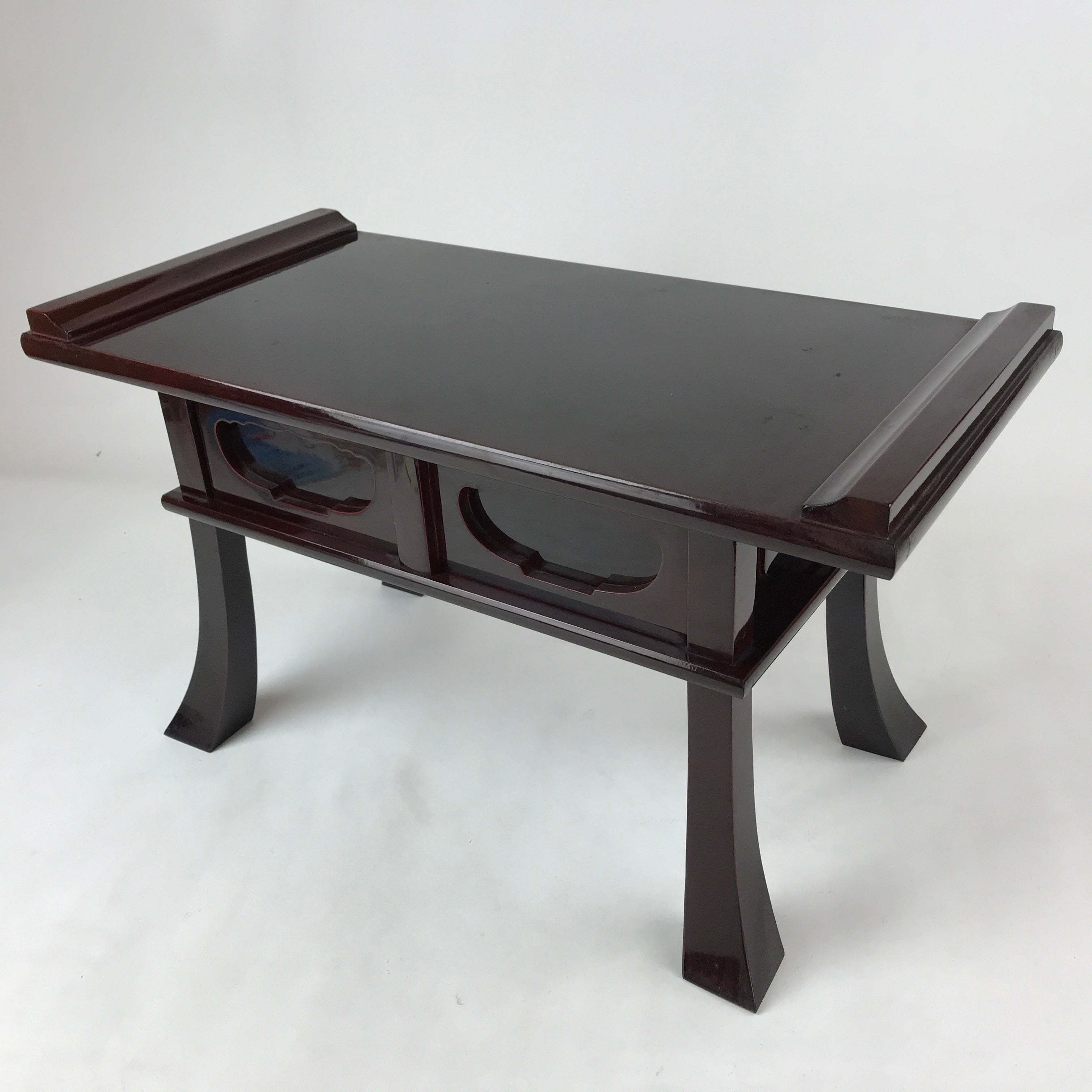 Japanese Buddhist Altar Fitting Lacquer Kyozukue Offering Table Vtg Brown BA242