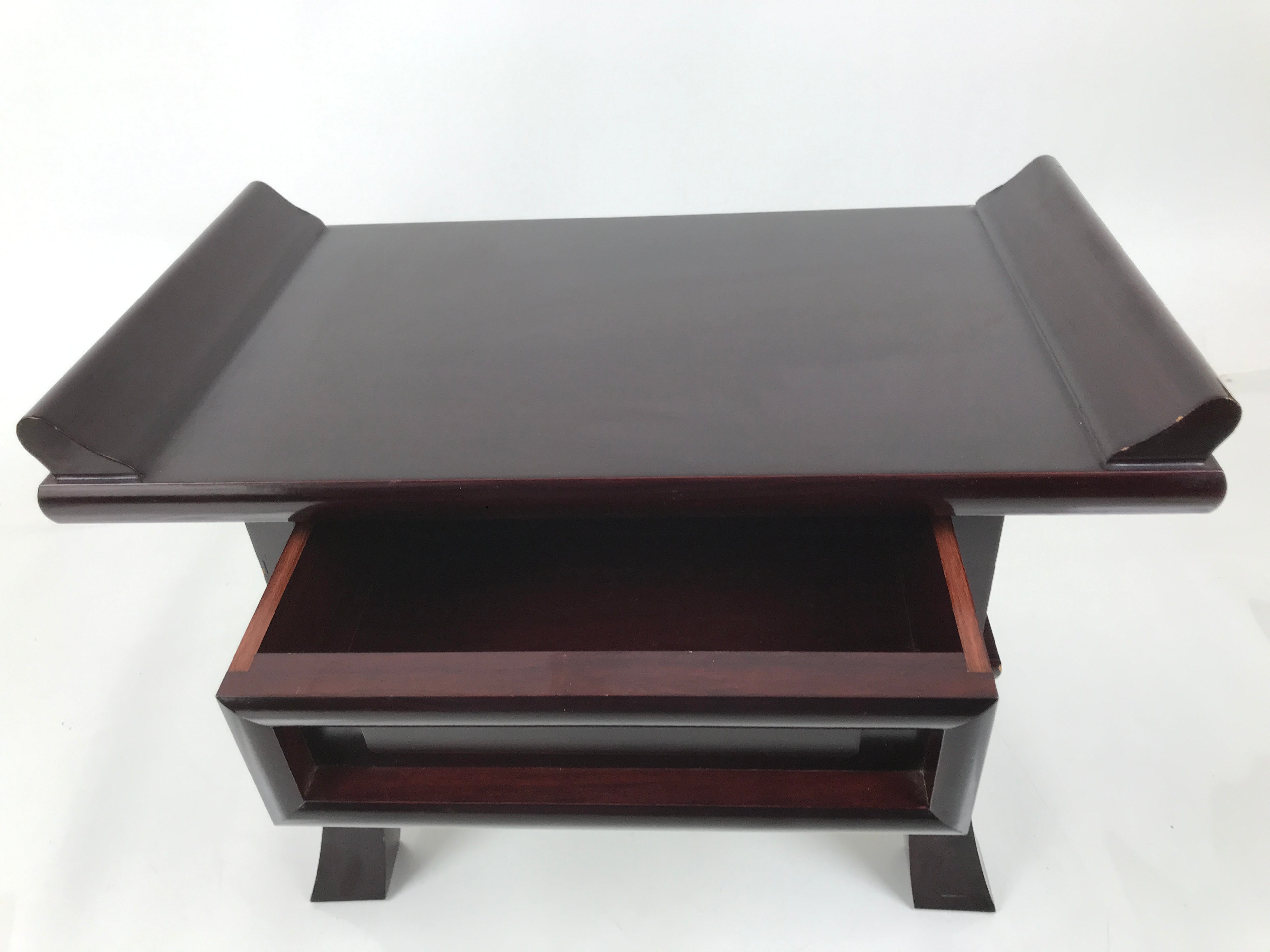 Japanese Buddhist Altar Fitting Lacquer Kyozukue Vtg Offering Table Brown BA600