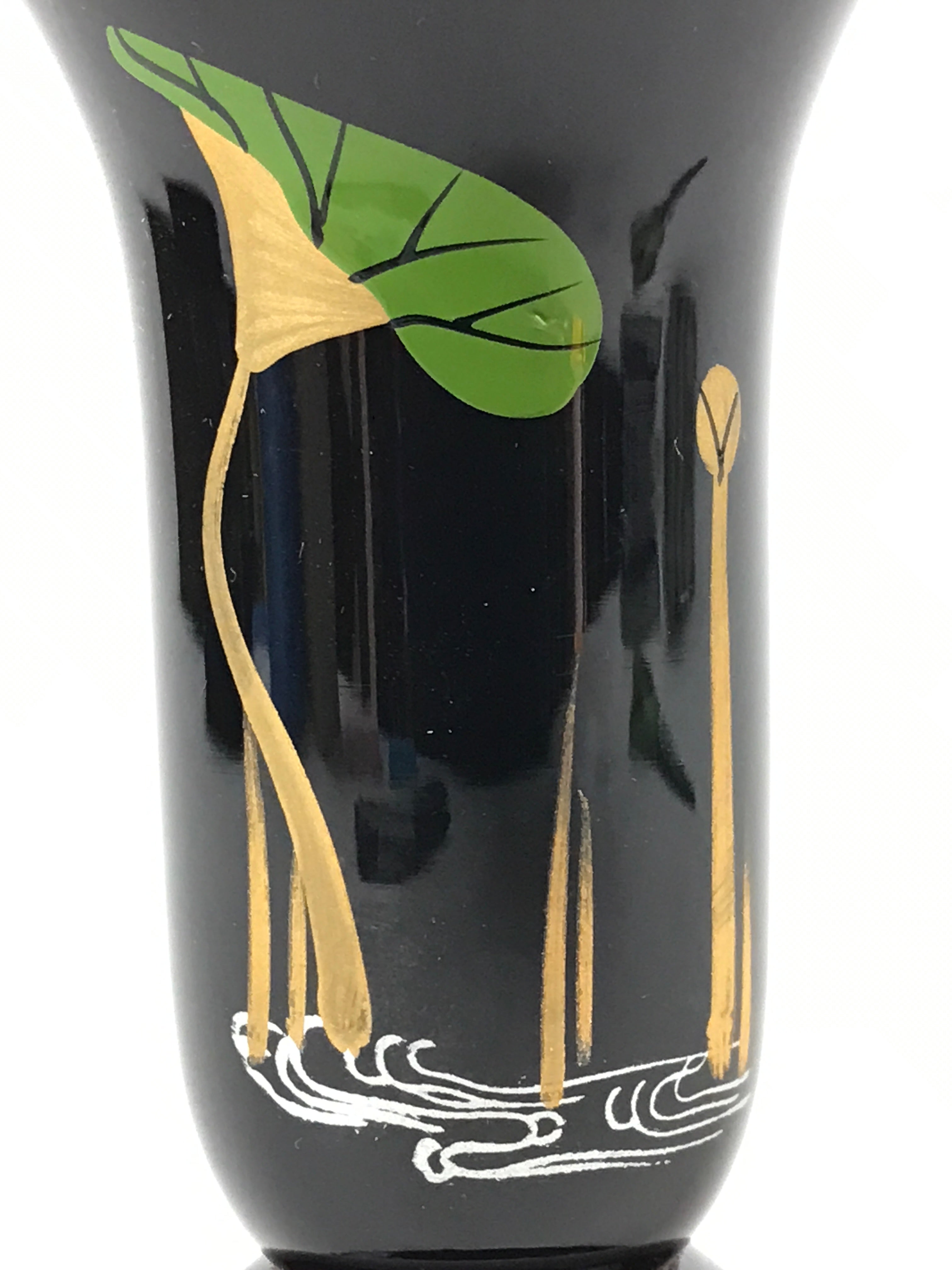 Japanese Buddhist Altar Fitting Lacquer Replica Flower Vase Vtg Lotus Leaf BA93