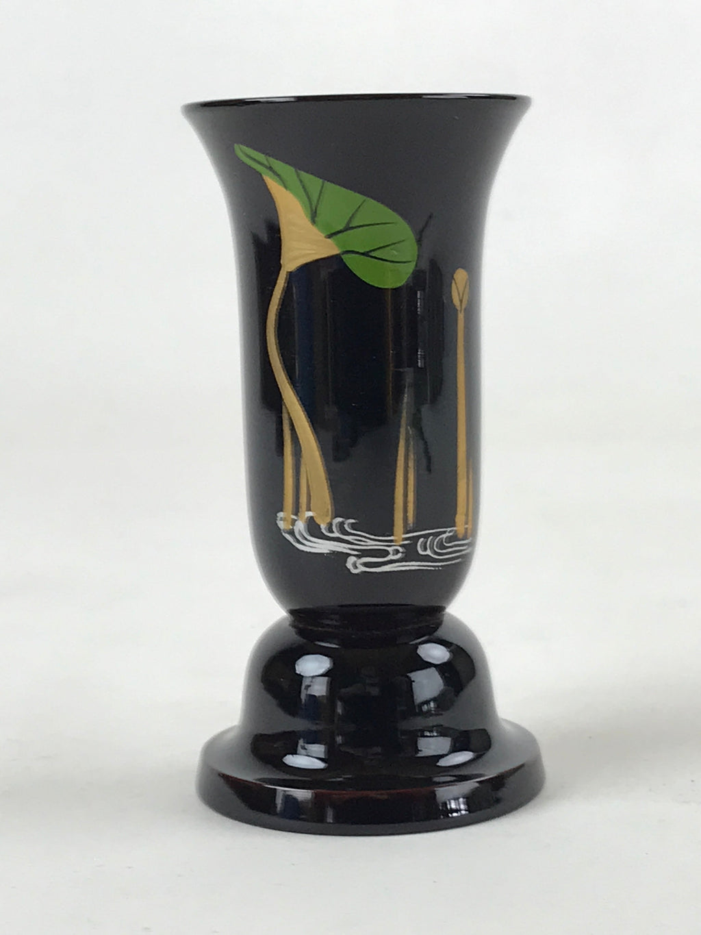 Japanese Buddhist Altar Fitting Lacquer Replica Flower Vase Vtg Lotus Leaf BA93