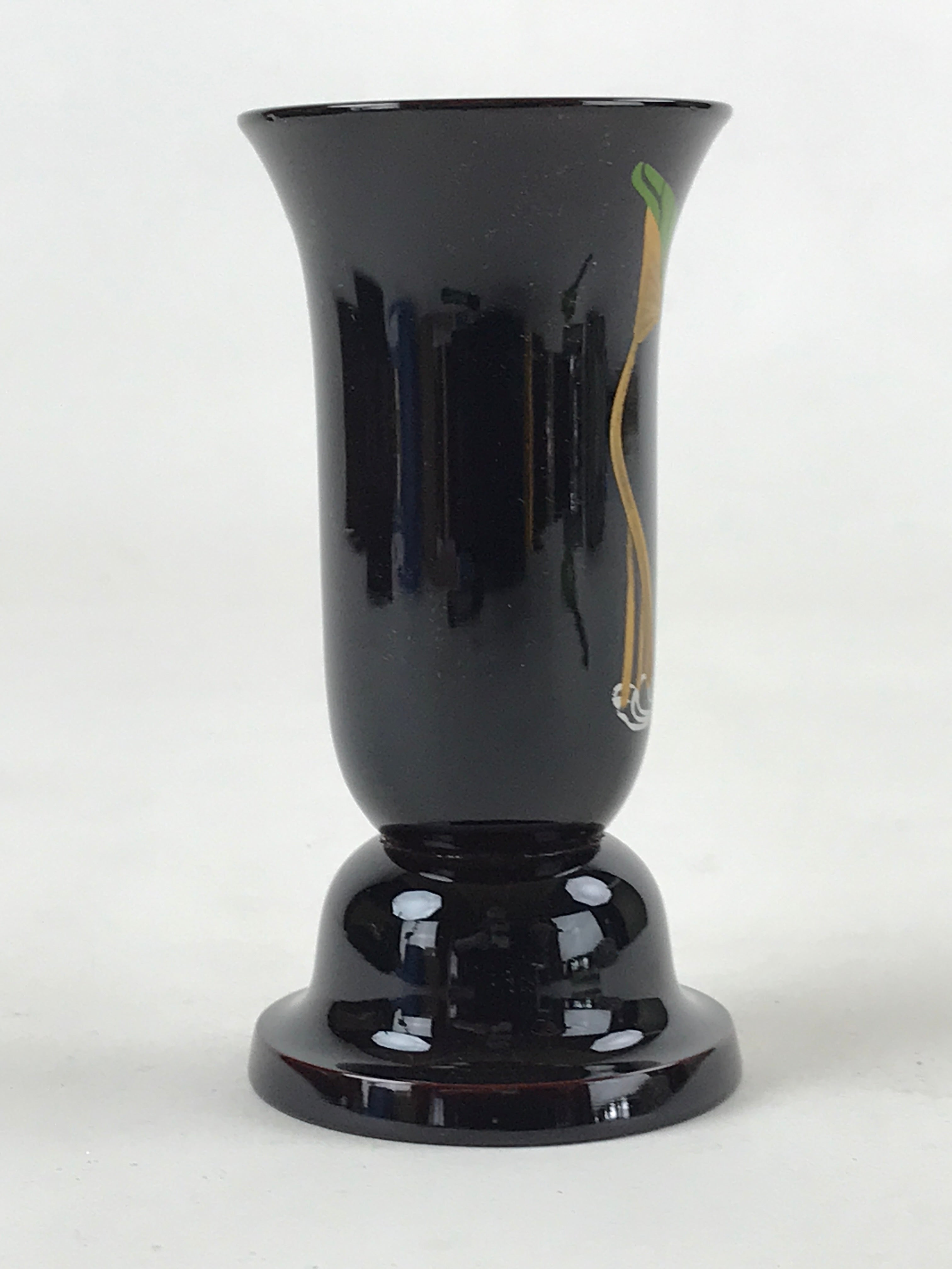 Japanese Buddhist Altar Fitting Lacquer Replica Flower Vase Vtg Lotus Leaf BA93