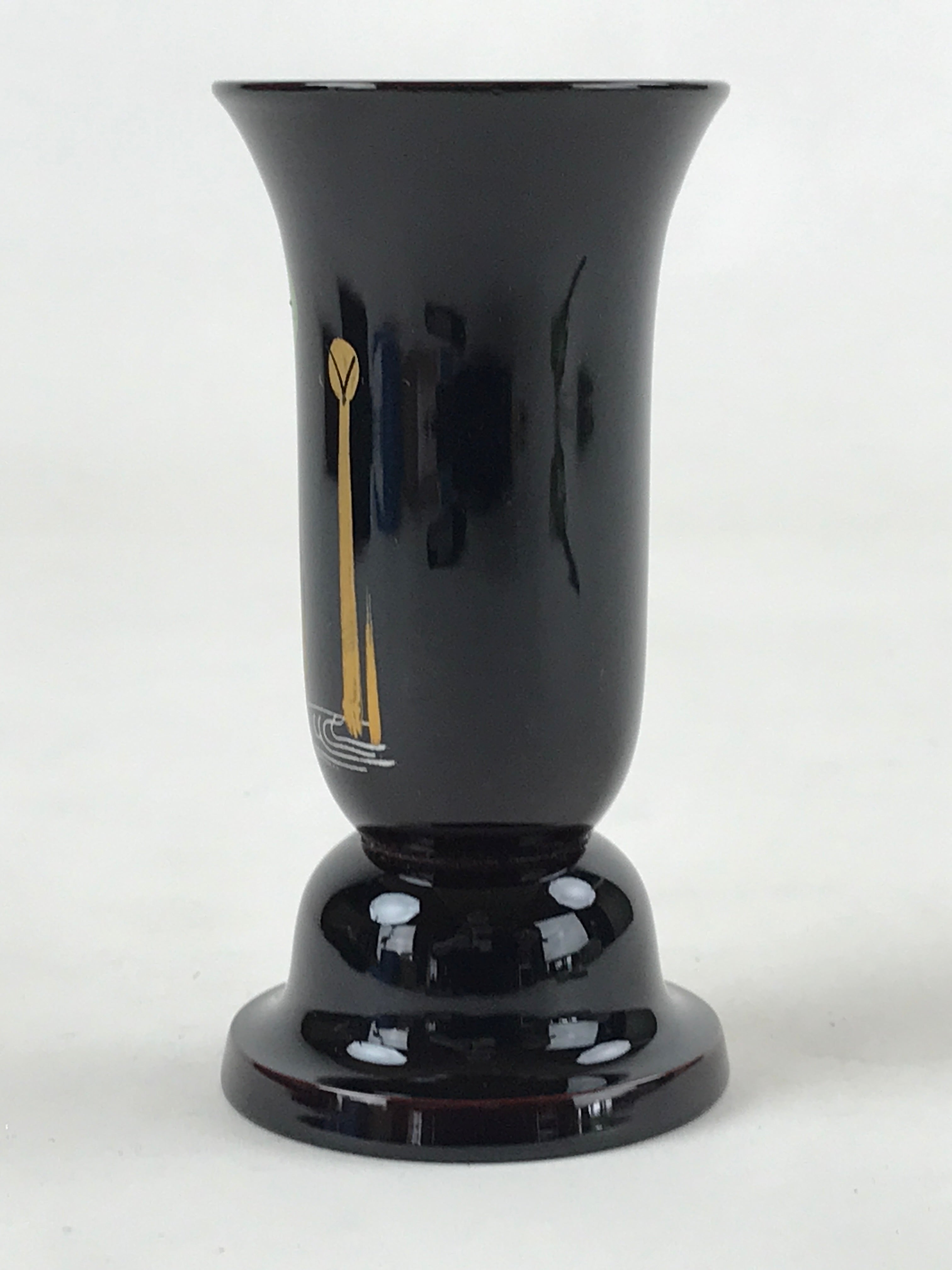 Japanese Buddhist Altar Fitting Lacquer Replica Flower Vase Vtg Lotus Leaf BA93