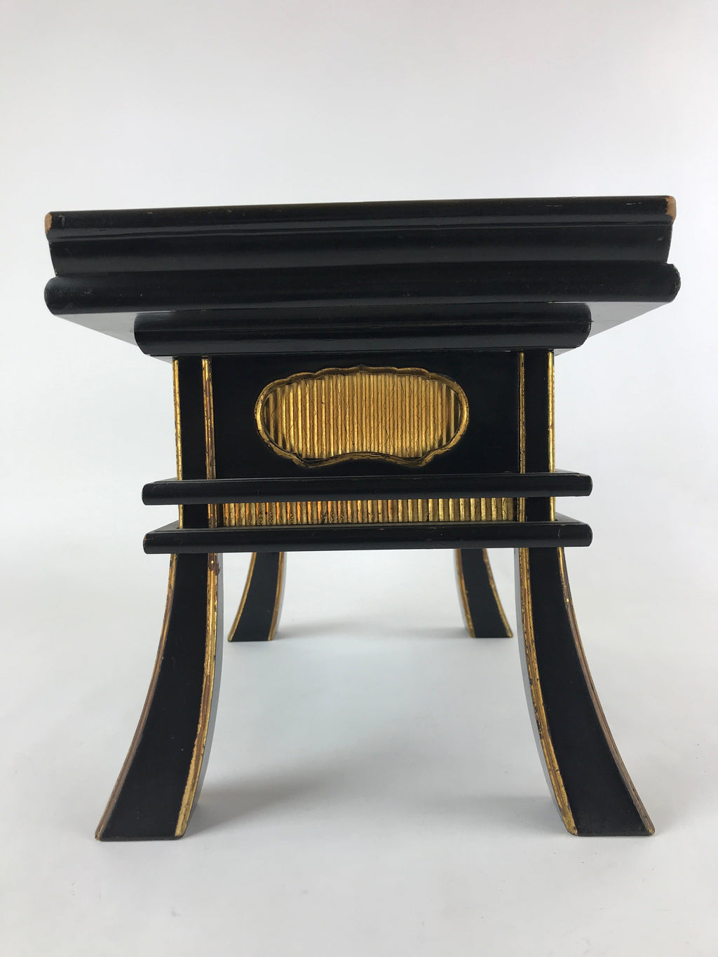 Japanese Buddhist Altar Fitting Lacquered Kyozukue Offering Table Vtg Black BA12