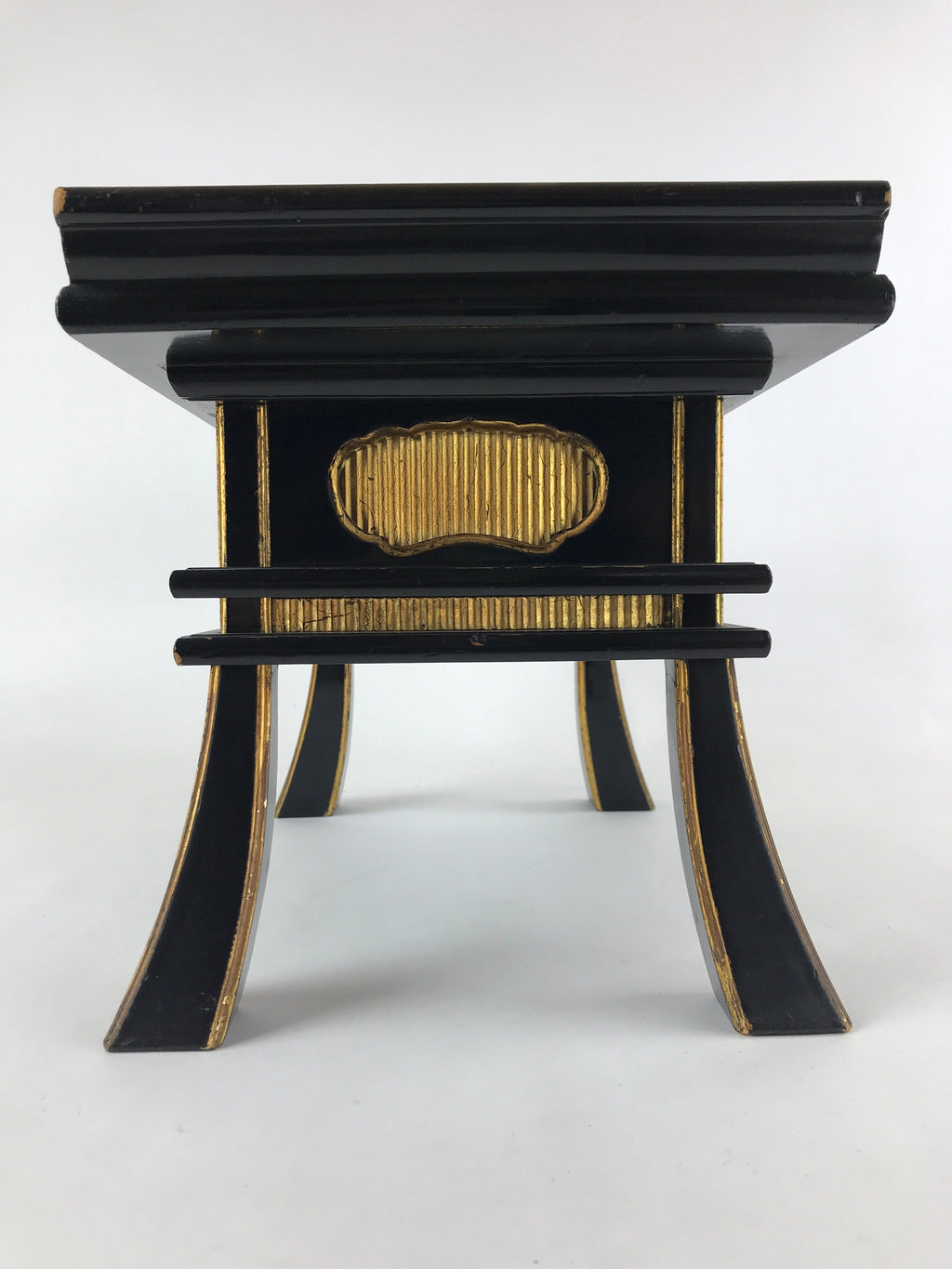 Japanese Buddhist Altar Fitting Lacquered Kyozukue Offering Table Vtg Black BA12