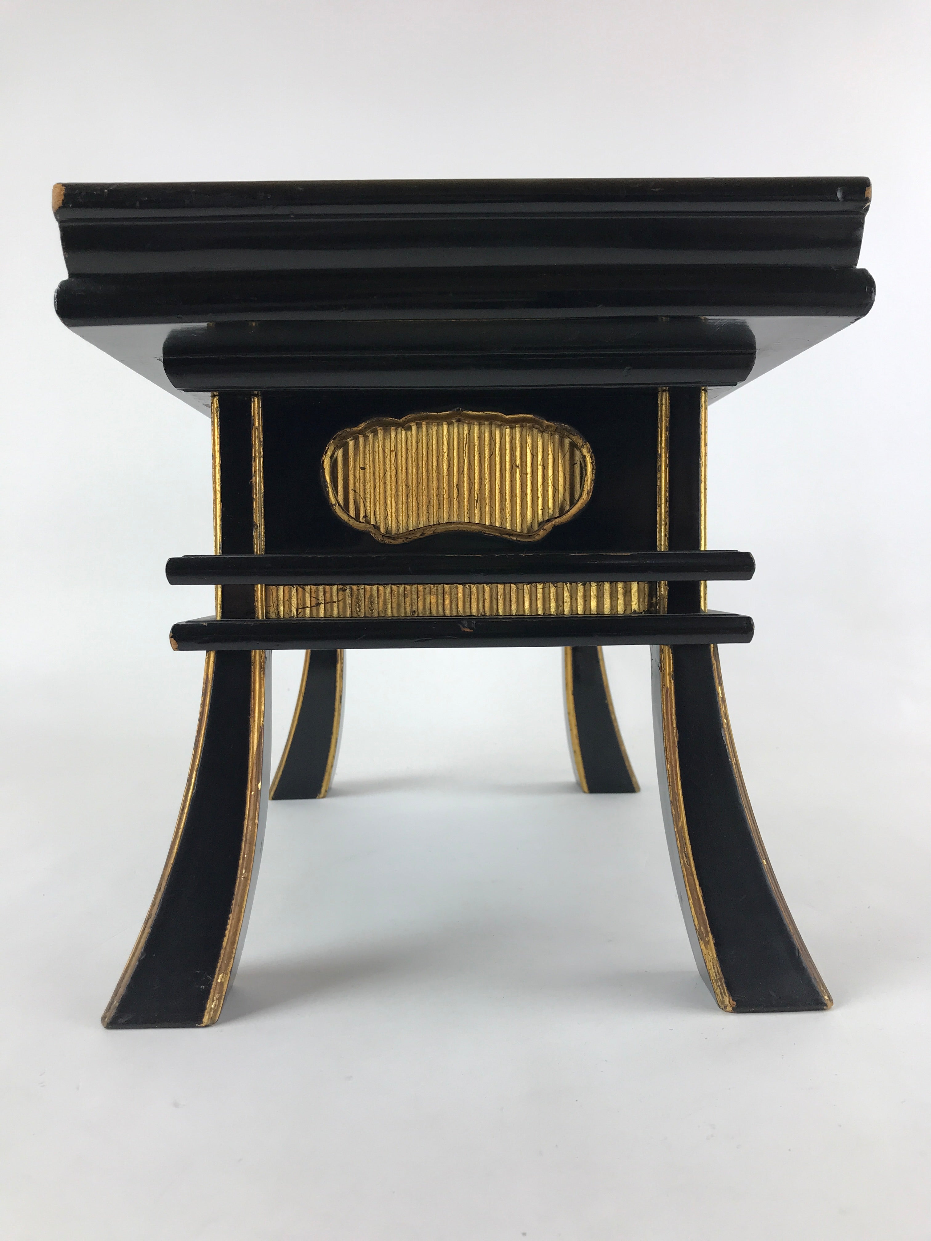 Japanese Buddhist Altar Fitting Lacquered Kyozukue Offering Table Vtg Black BA12