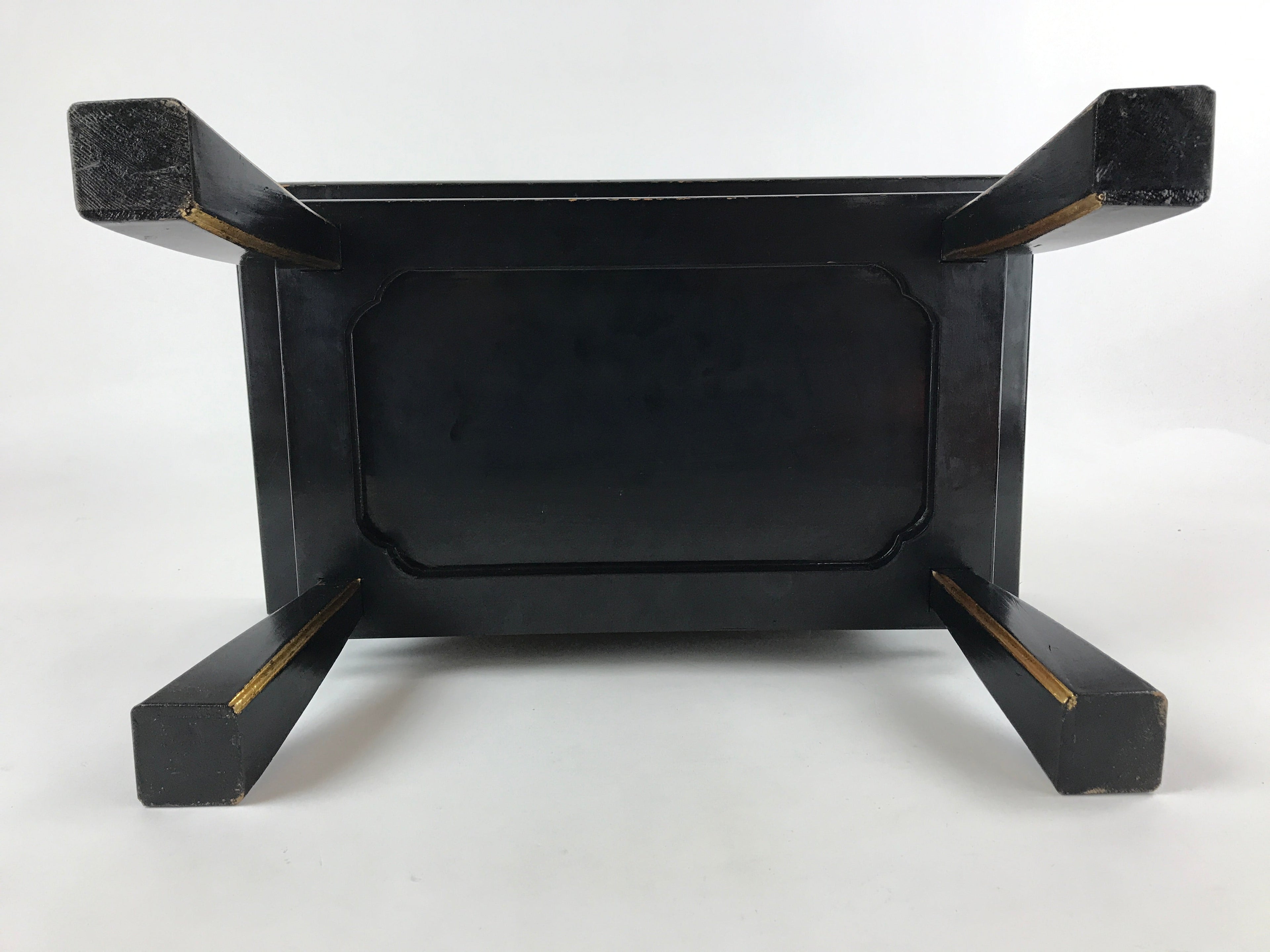 Japanese Buddhist Altar Fitting Lacquered Kyozukue Offering Table Vtg Black BA12