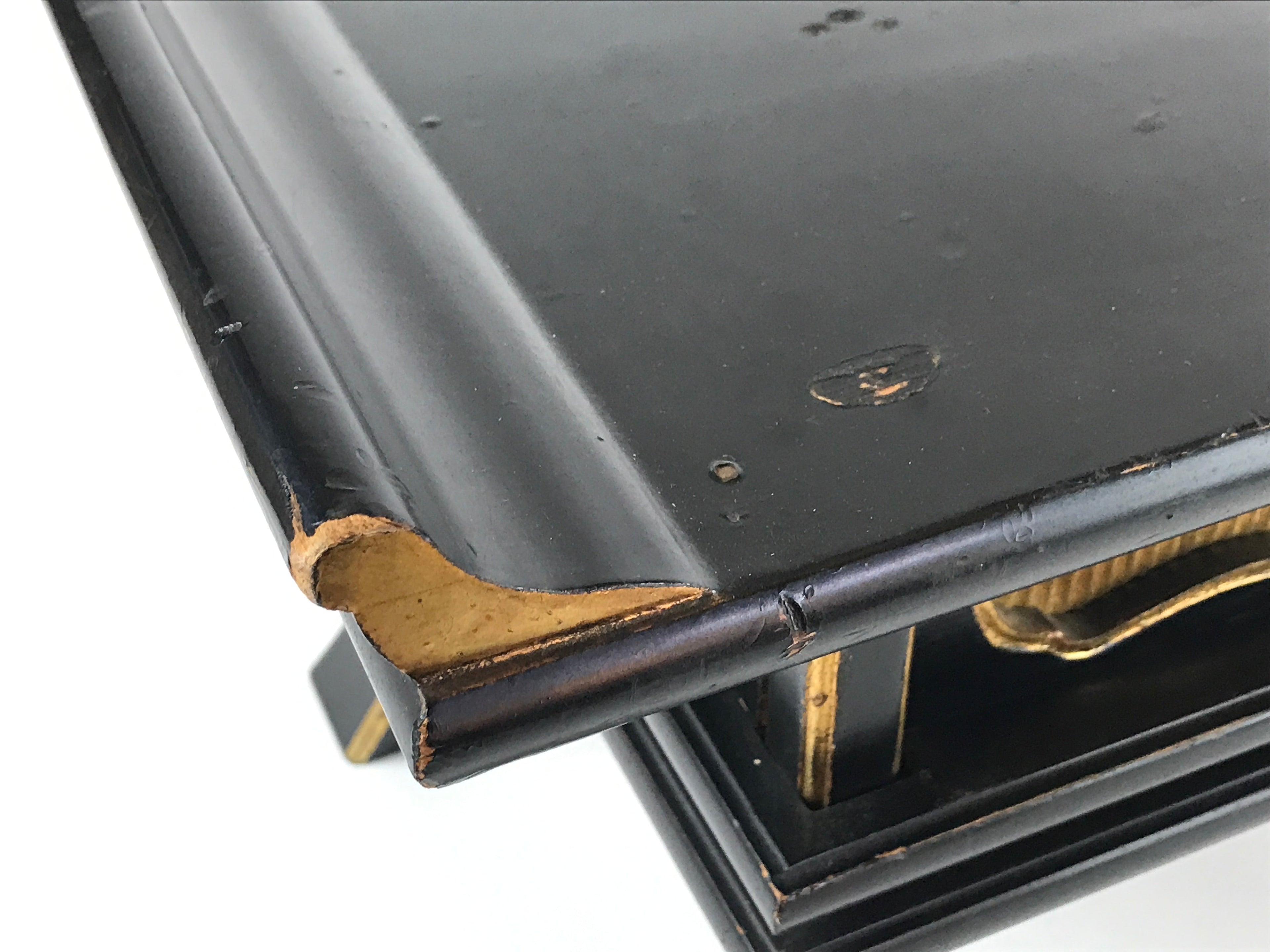 Japanese Buddhist Altar Fitting Lacquered Kyozukue Offering Table Vtg Black BA12