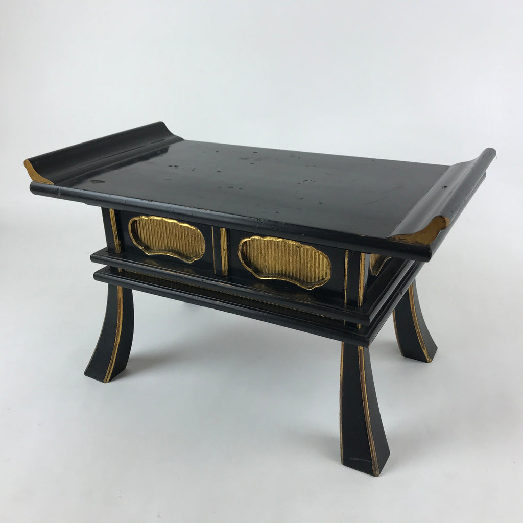 Japanese Buddhist Altar Fitting Lacquered Kyozukue Offering Table Vtg Black BA12