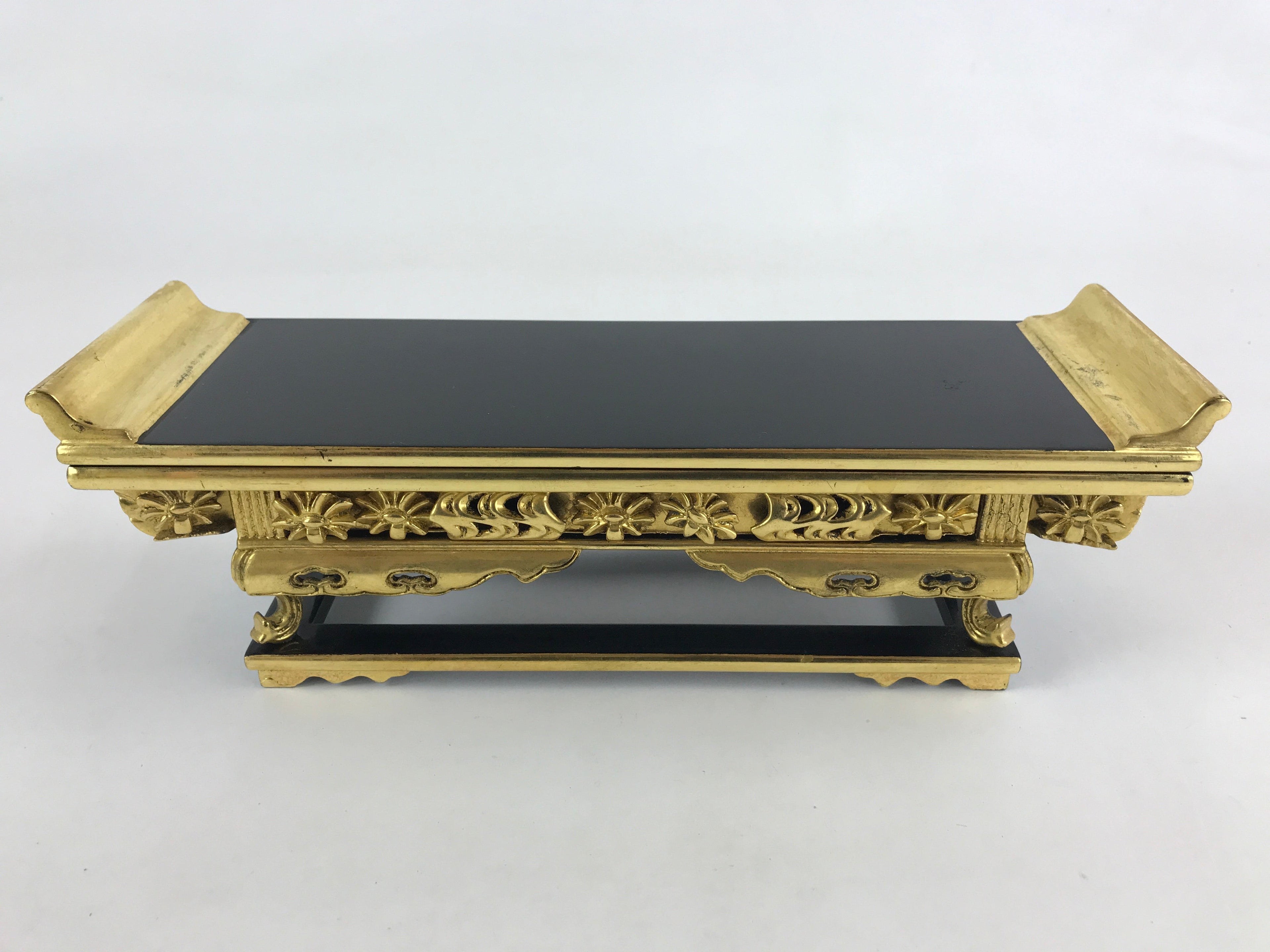 Japanese Buddhist Altar Fitting Lacquered Kyozukue Offering Table Vtg Gold BA50