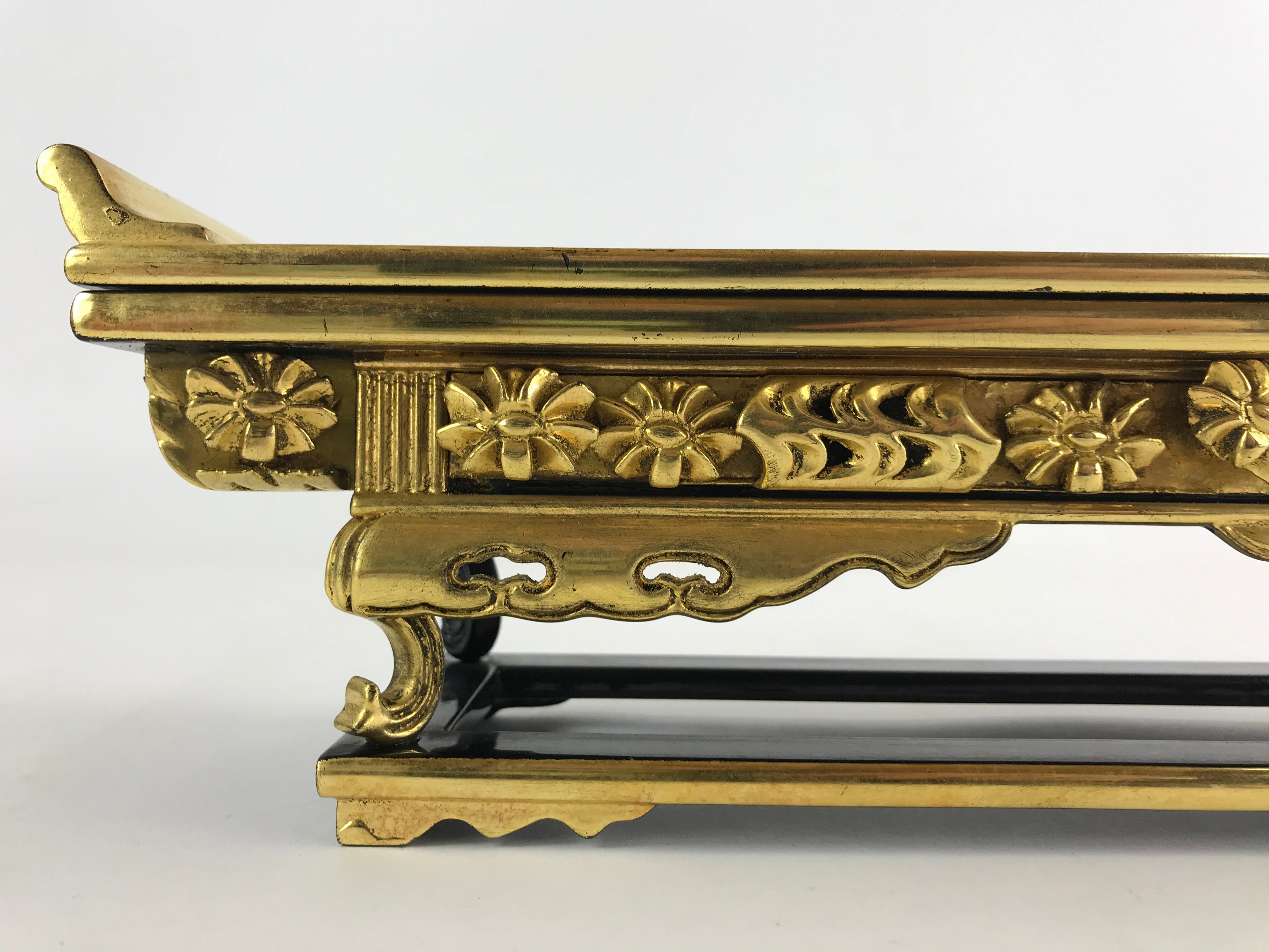Japanese Buddhist Altar Fitting Lacquered Kyozukue Offering Table Vtg Gold BA50