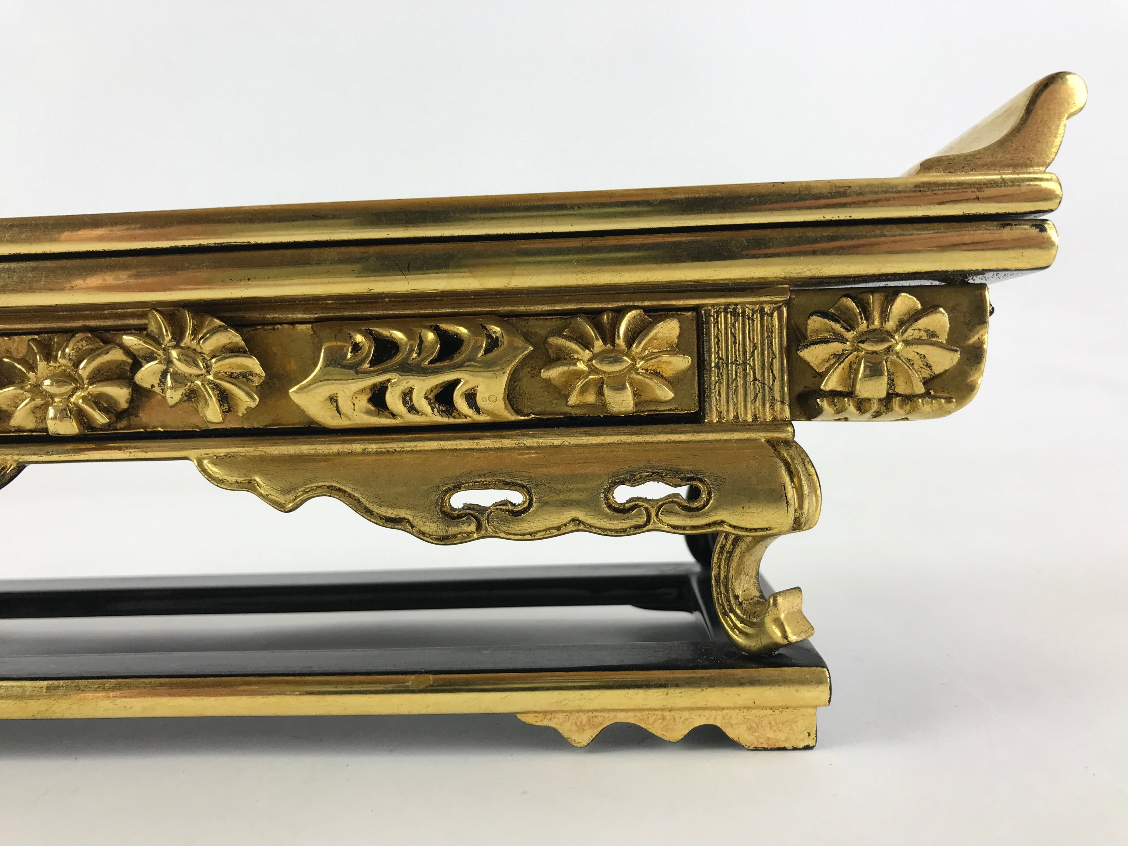 Japanese Buddhist Altar Fitting Lacquered Kyozukue Offering Table Vtg Gold BA50