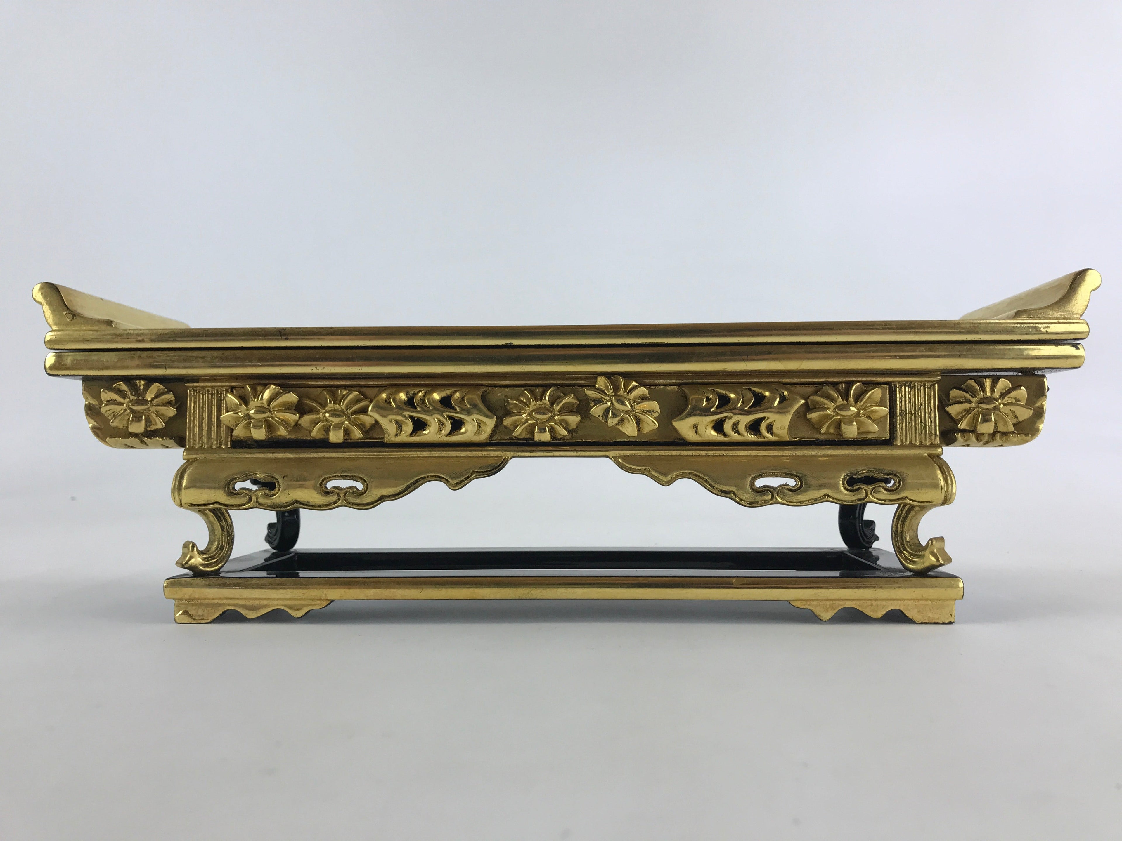 Japanese Buddhist Altar Fitting Lacquered Kyozukue Offering Table Vtg Gold BA50