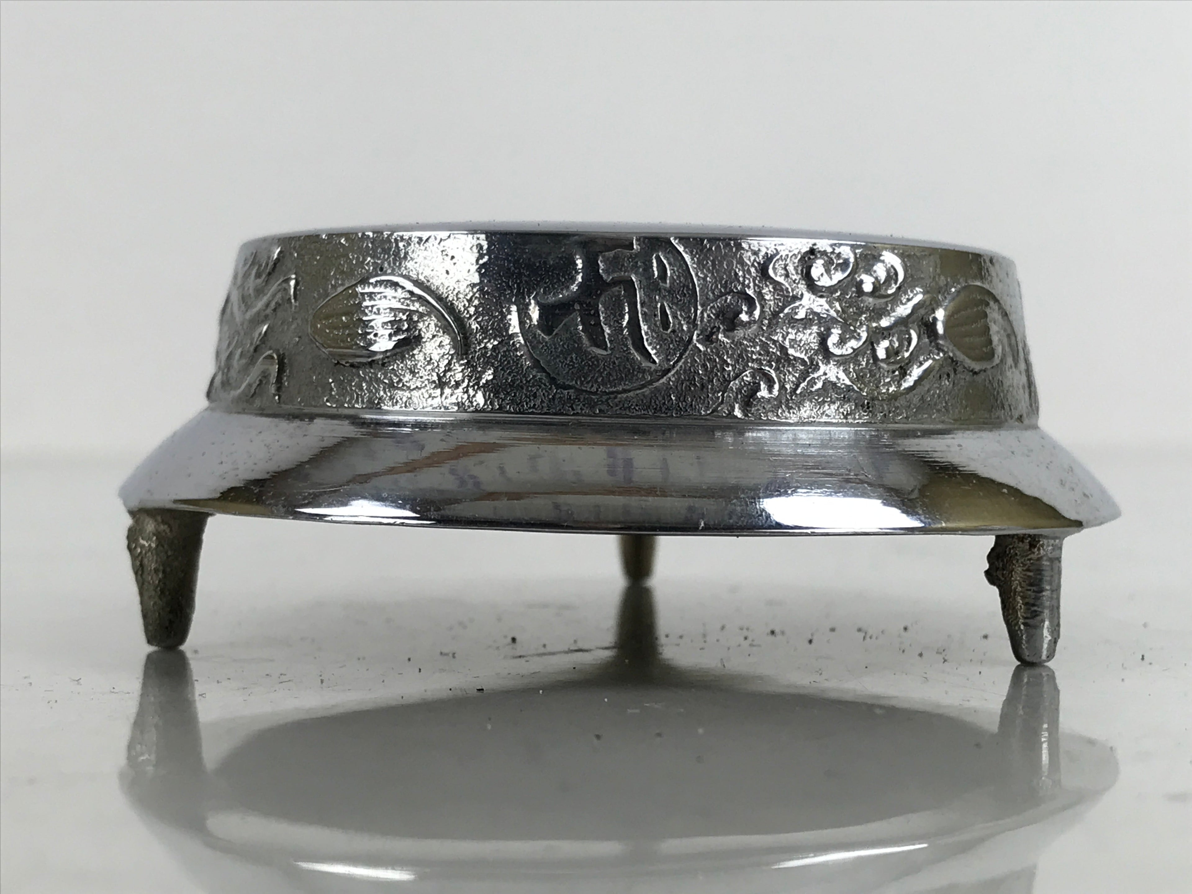 Japanese Buddhist Altar Fitting Metal Bell Vtg Shogo Instrument Silver BA413