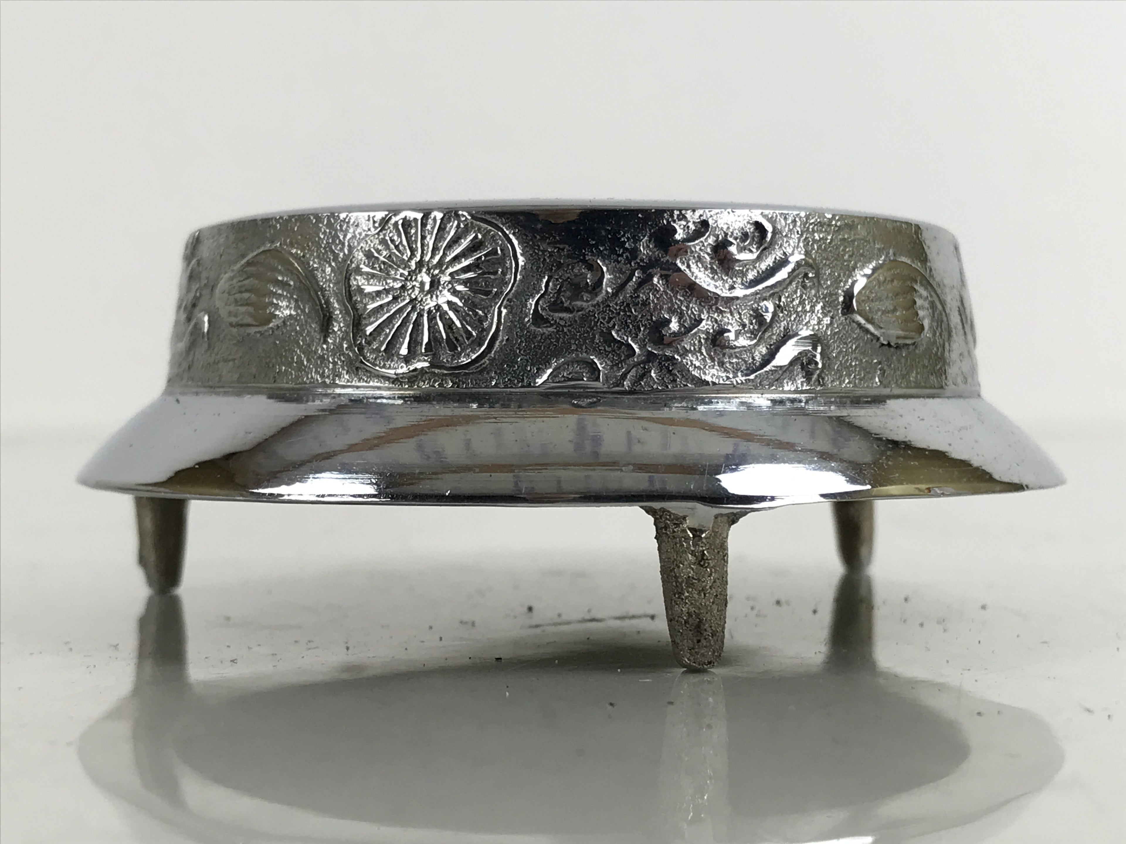 Japanese Buddhist Altar Fitting Metal Bell Vtg Shogo Instrument Silver BA413