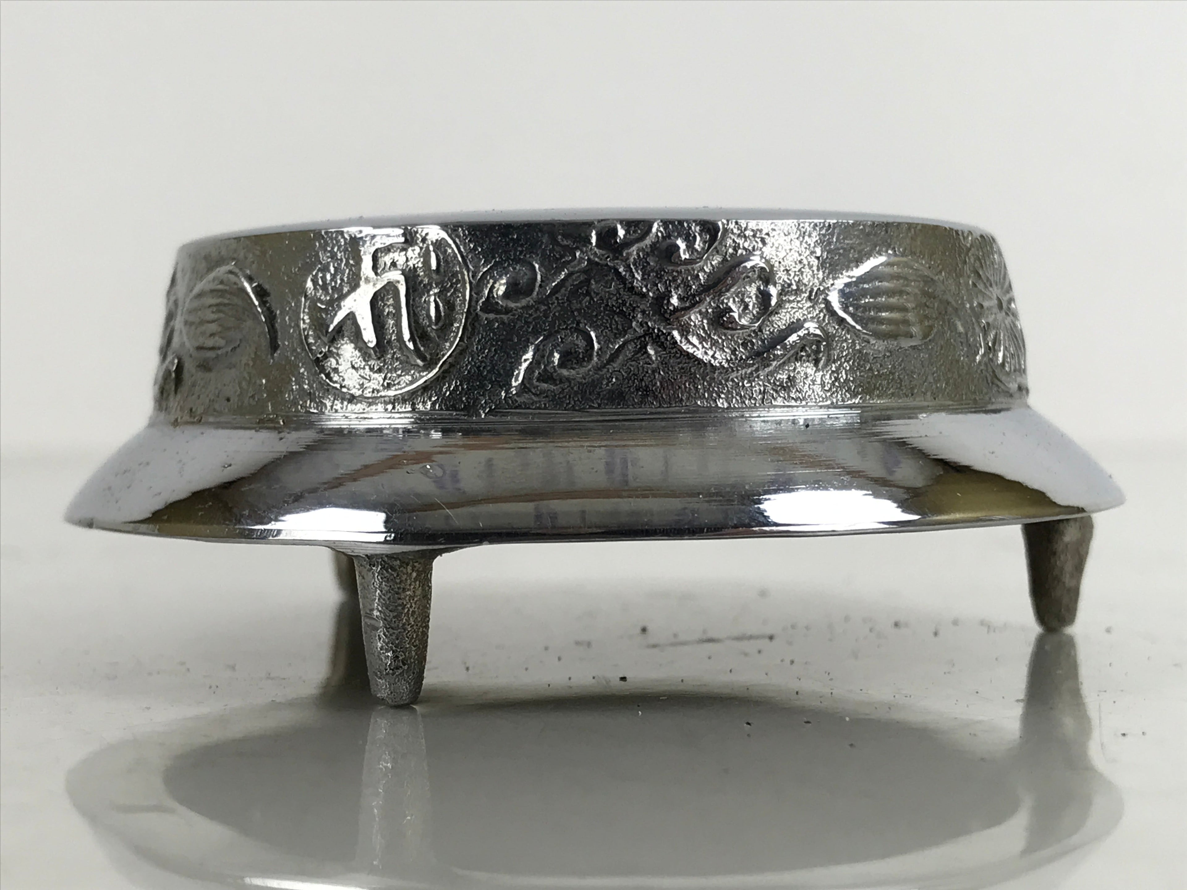 Japanese Buddhist Altar Fitting Metal Bell Vtg Shogo Instrument Silver BA413