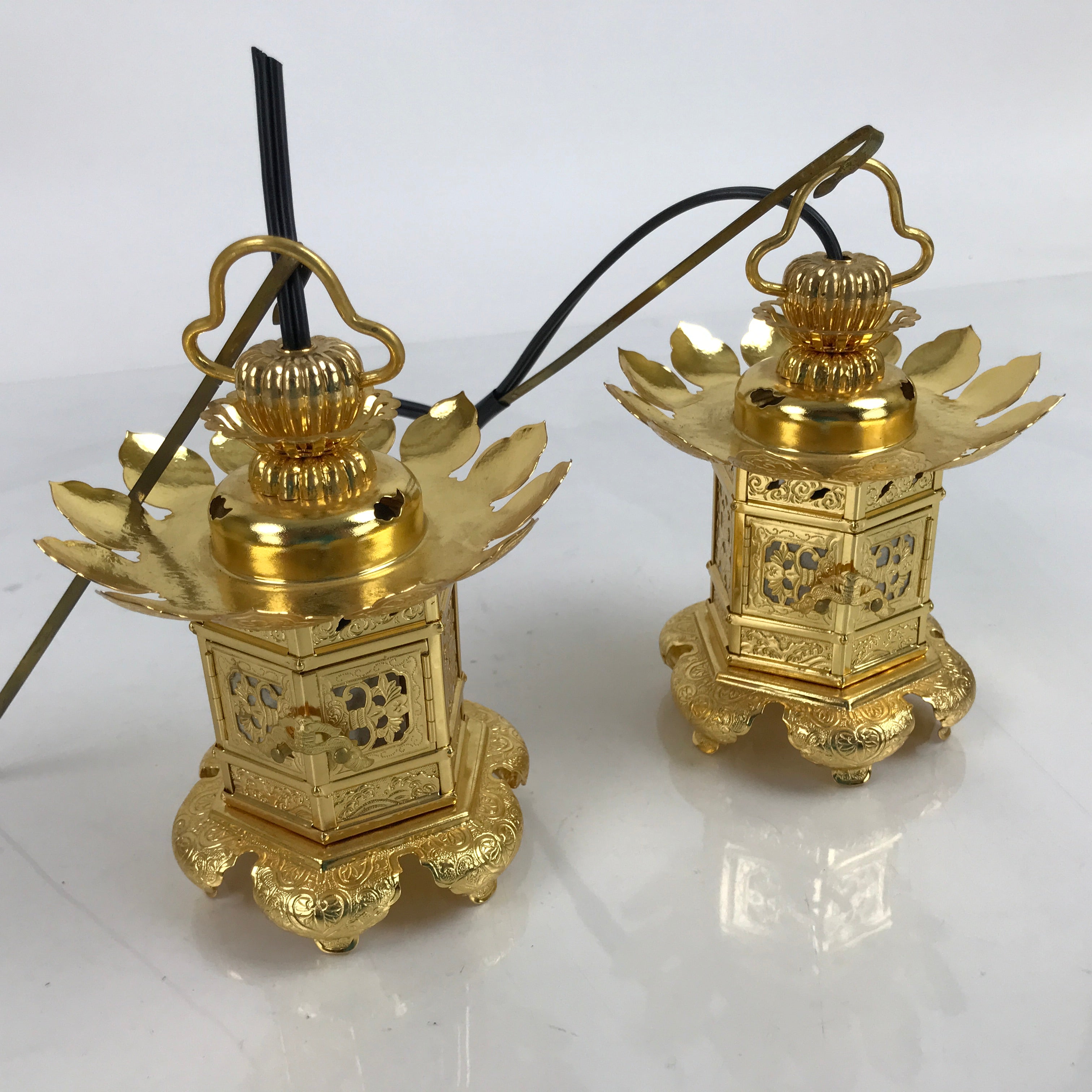 Japanese Buddhist Altar Fitting Metal Butsudan Hanging Lantern Tsuri Toro BA348