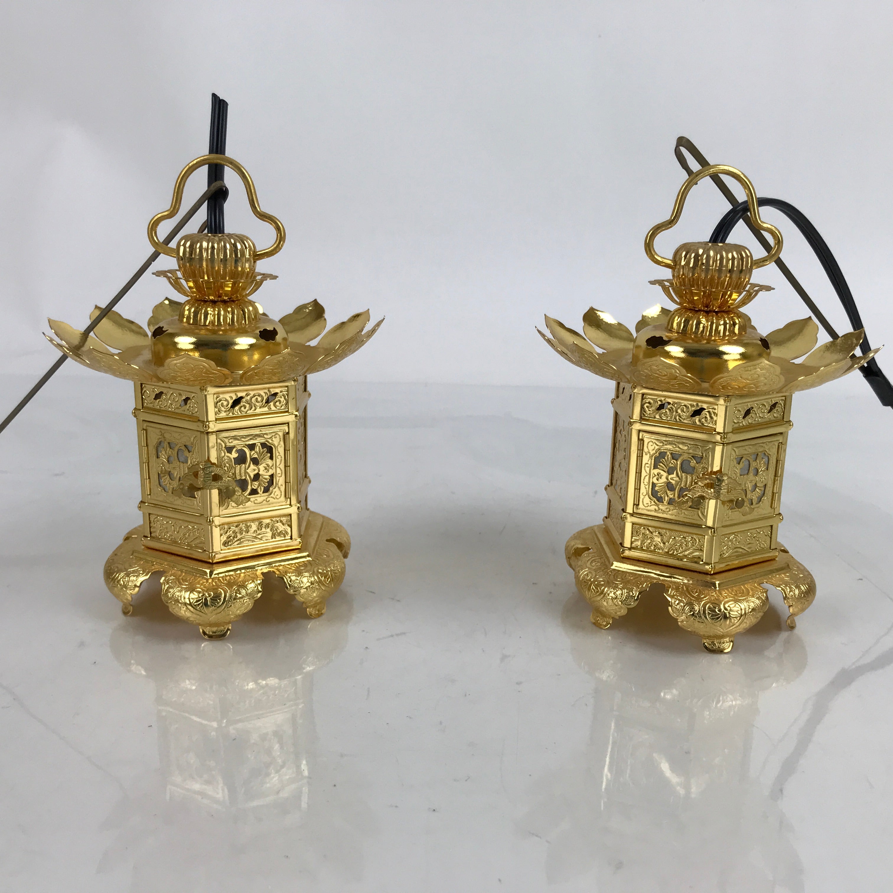 Japanese Buddhist Altar Fitting Metal Butsudan Hanging Lantern Tsuri Toro BA348