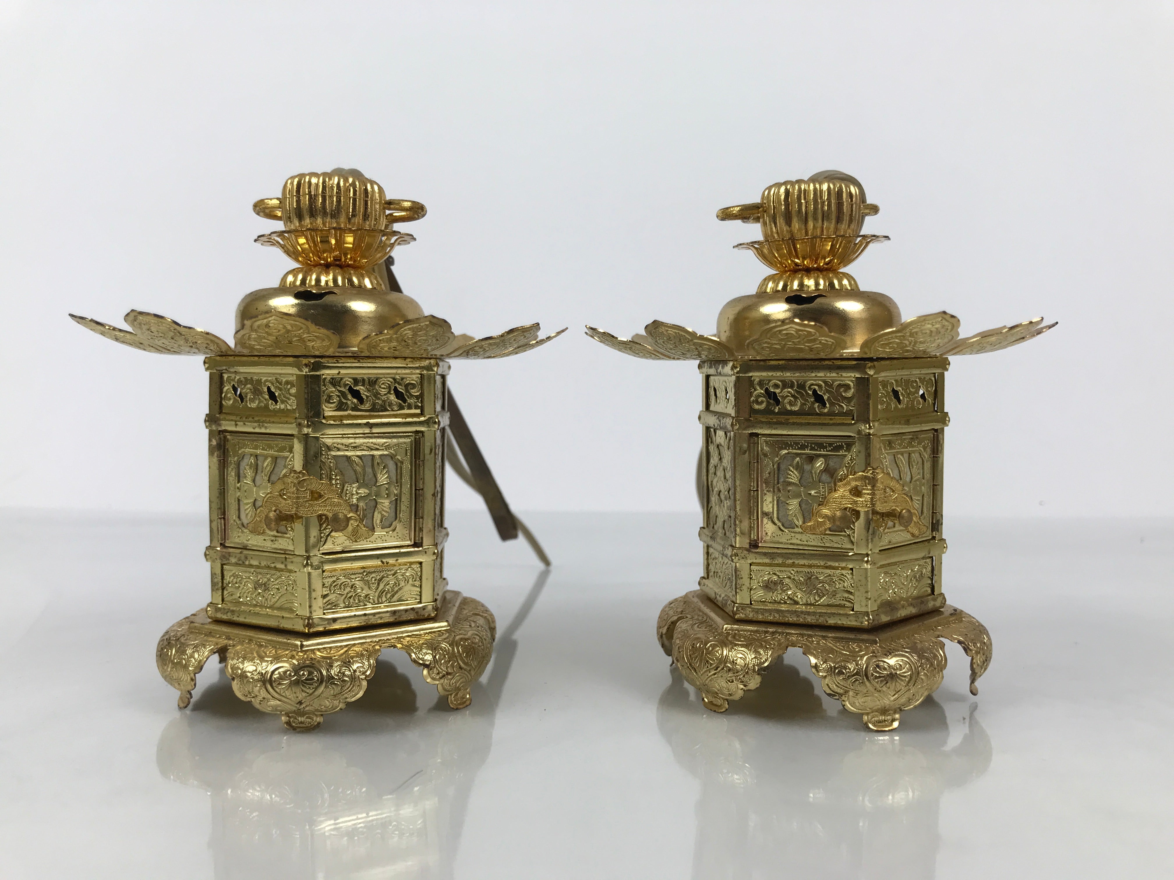 Japanese Buddhist Altar Fitting Metal Butsudan Hanging Lantern Tsuri Toro BA837