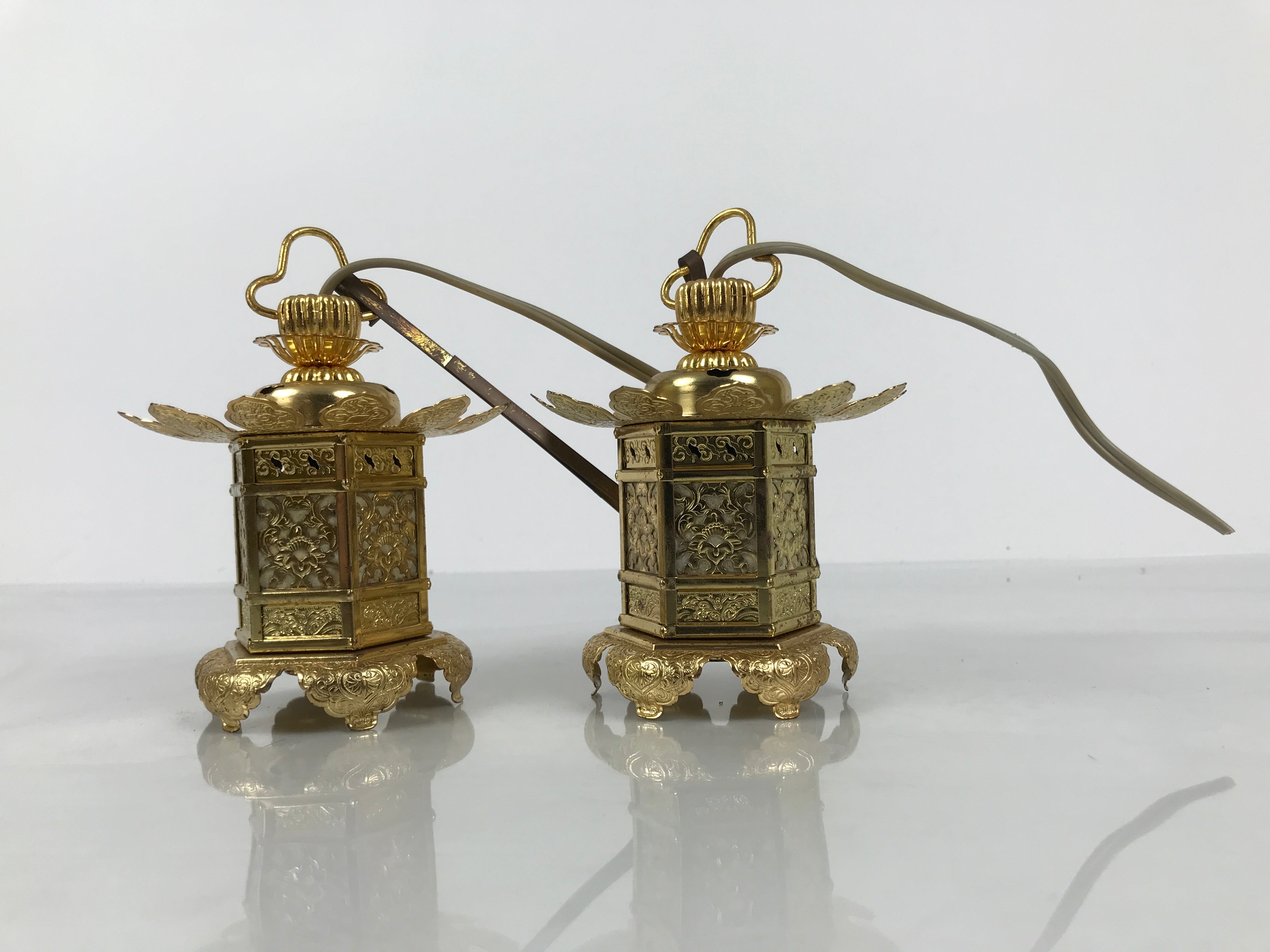 Japanese Buddhist Altar Fitting Metal Butsudan Hanging Lantern Tsuri Toro BA837
