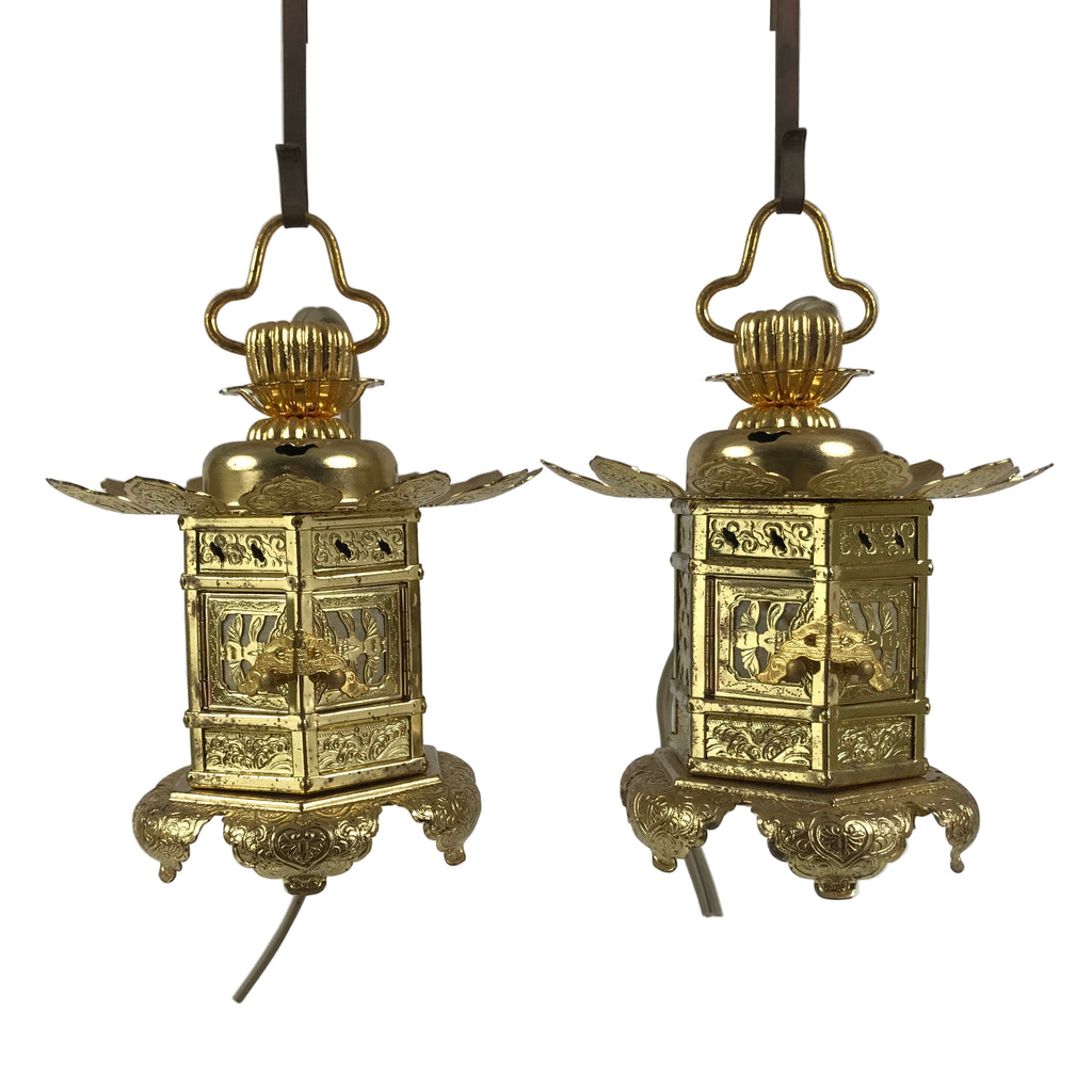 Japanese Buddhist Altar Fitting Metal Butsudan Hanging Lantern Tsuri Toro BA837