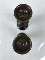 Japanese Buddhist Altar Fitting Metal Candle Stand Vtg Shokudai 2pc Brown BA745