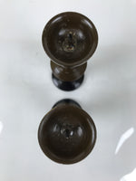 Japanese Buddhist Altar Fitting Metal Candle Stand Vtg Shokudai 2pc Brown BA745
