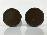 Japanese Buddhist Altar Fitting Metal Candle Stand Vtg Shokudai 2pc Brown BA745