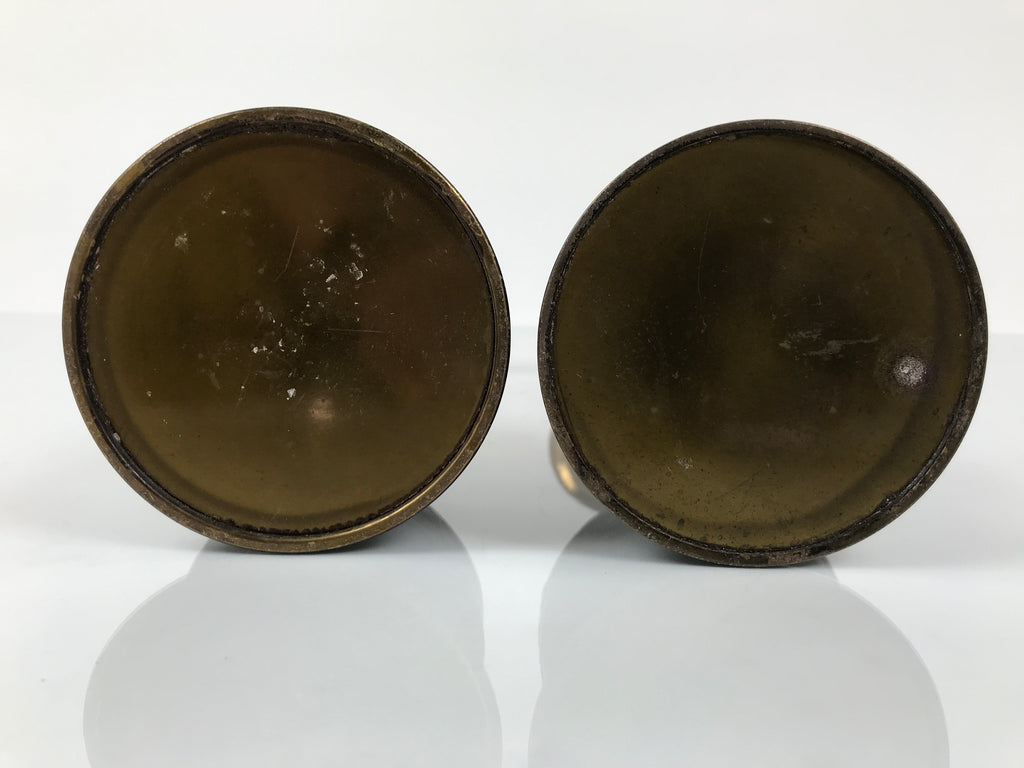 Japanese Buddhist Altar Fitting Metal Candle Stand Vtg Shokudai 2pc Crane BA747