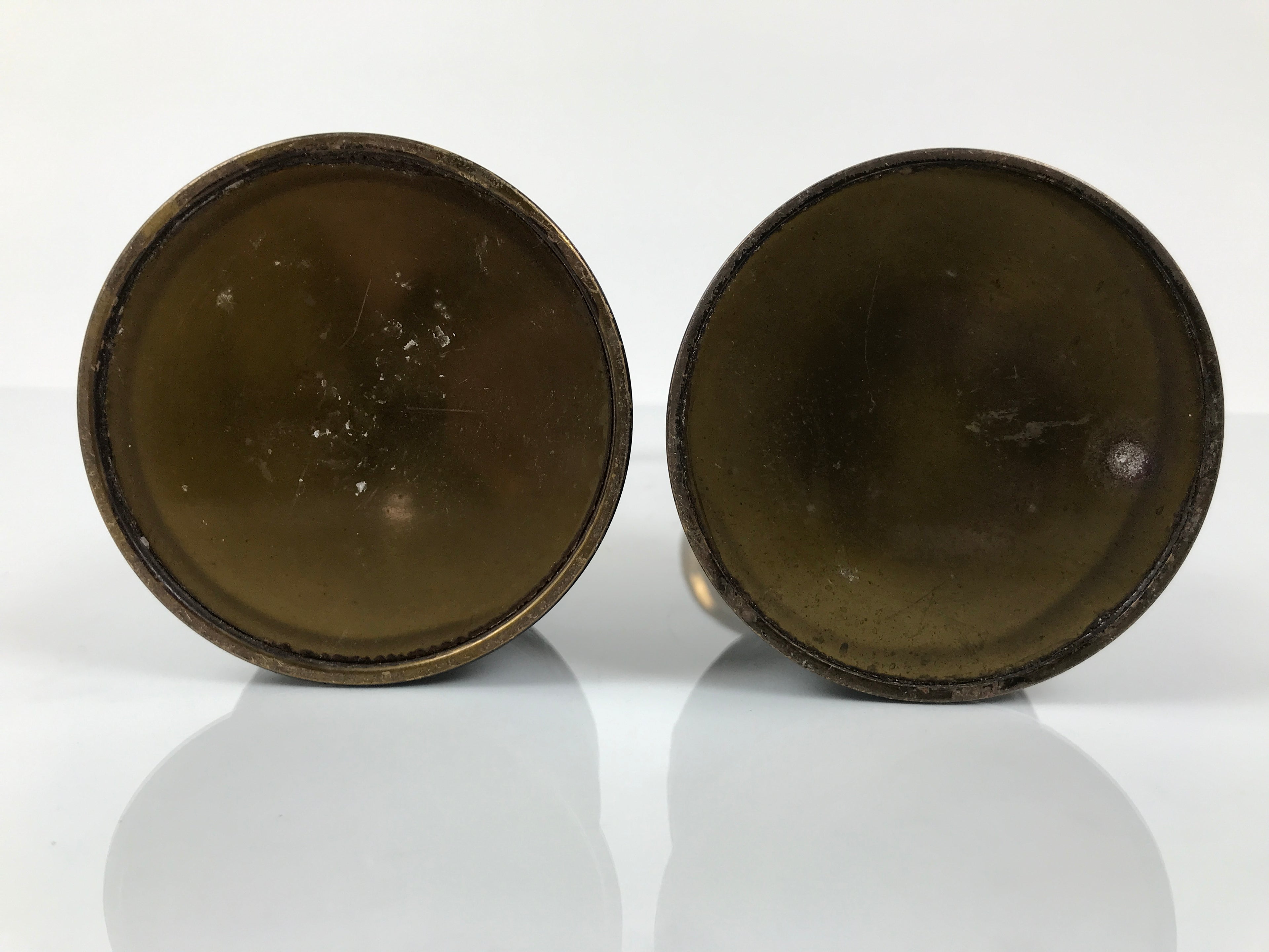 Japanese Buddhist Altar Fitting Metal Candle Stand Vtg Shokudai 2pc Crane BA747