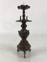 Japanese Buddhist Altar Fitting Metal Candle Stand Vtg Shokudai Bird Brown BA677