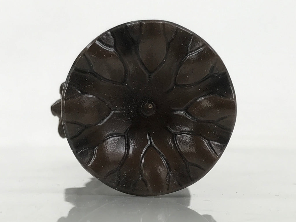 Japanese Buddhist Altar Fitting Metal Candle Stand Vtg Shokudai Bird Brown BA677