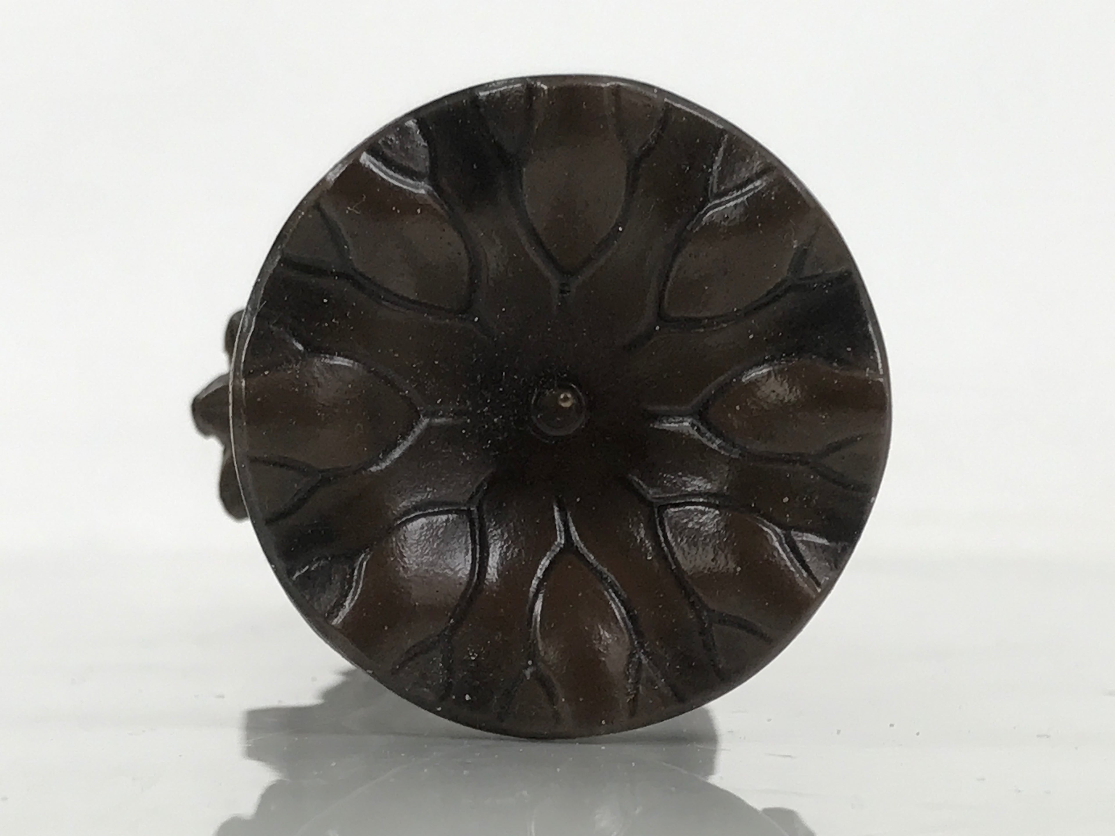 Japanese Buddhist Altar Fitting Metal Candle Stand Vtg Shokudai Bird Brown BA677
