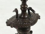 Japanese Buddhist Altar Fitting Metal Candle Stand Vtg Shokudai Bird Brown BA677