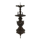 Japanese Buddhist Altar Fitting Metal Candle Stand Vtg Shokudai Bird Brown BA677