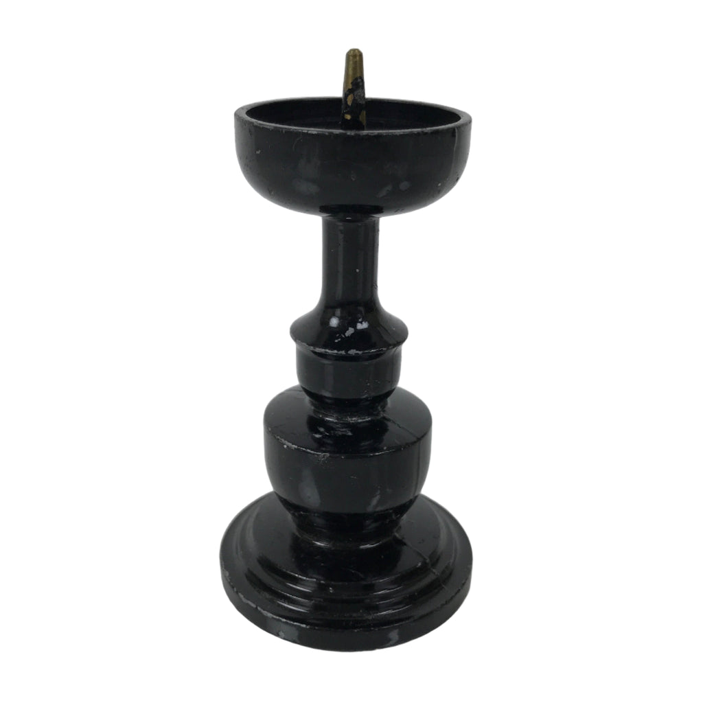 Japanese Buddhist Altar Fitting Metal Candle Stand Vtg Shokudai Black BA740