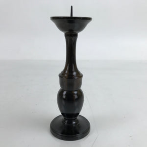 Japanese Buddhist Altar Fitting Metal Candle Stand Vtg Shokudai Brown BA388