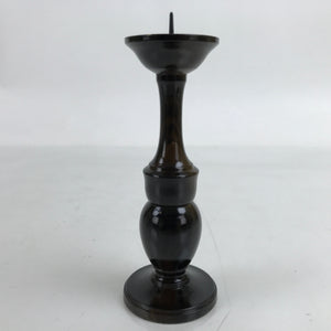 Japanese Buddhist Altar Fitting Metal Candle Stand Vtg Shokudai Brown BA388