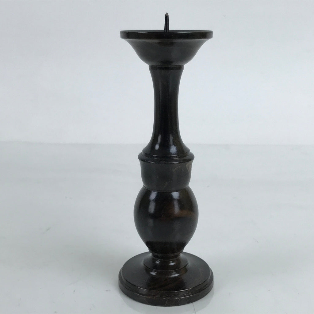 Japanese Buddhist Altar Fitting Metal Candle Stand Vtg Shokudai Brown BA389