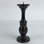 Japanese Buddhist Altar Fitting Metal Candle Stand Vtg Shokudai Brown BA389