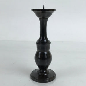 Japanese Buddhist Altar Fitting Metal Candle Stand Vtg Shokudai Brown BA389