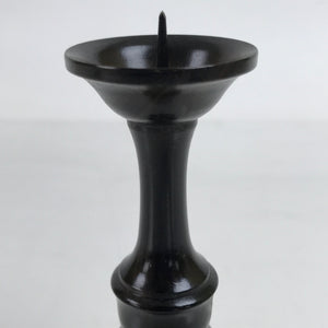 Japanese Buddhist Altar Fitting Metal Candle Stand Vtg Shokudai Brown BA389