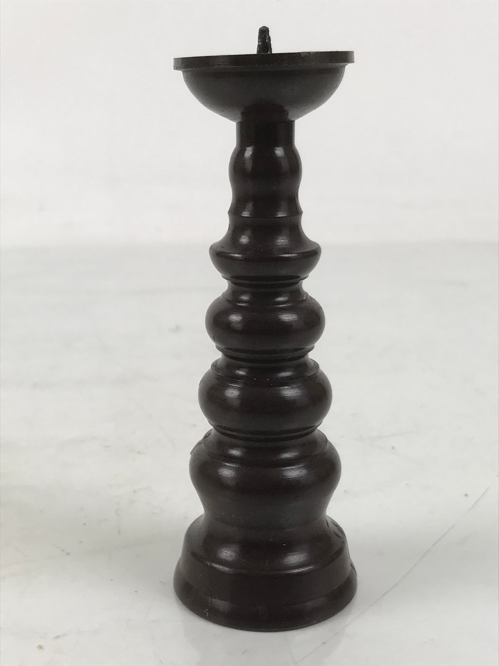 Japanese Buddhist Altar Fitting Metal Candle Stand Vtg Shokudai Brown BA659
