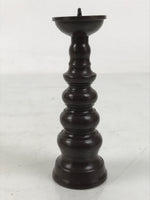 Japanese Buddhist Altar Fitting Metal Candle Stand Vtg Shokudai Brown BA659