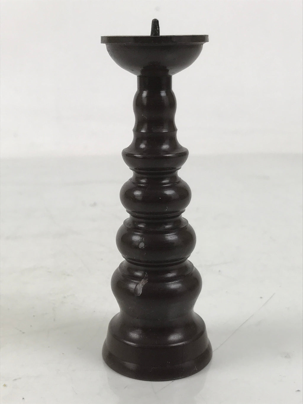 Japanese Buddhist Altar Fitting Metal Candle Stand Vtg Shokudai Brown BA659