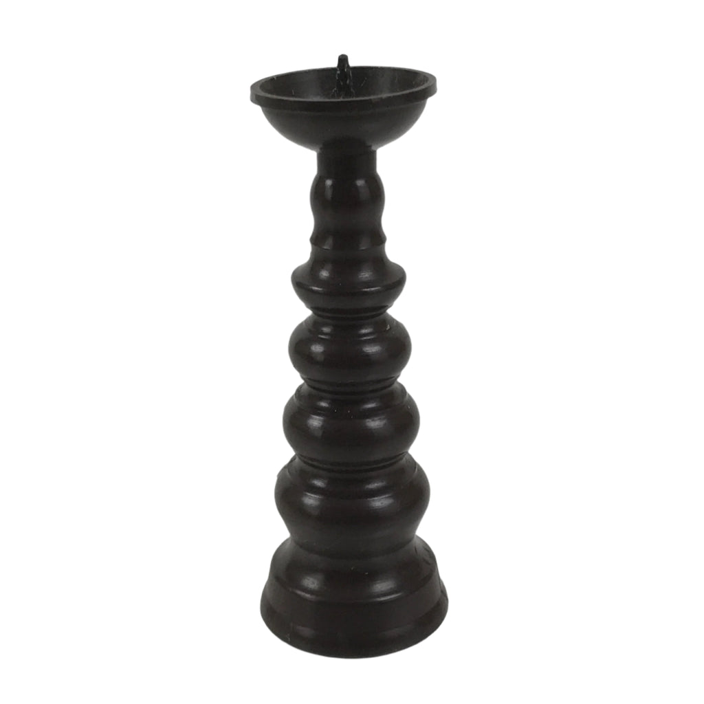 Japanese Buddhist Altar Fitting Metal Candle Stand Vtg Shokudai Brown BA659
