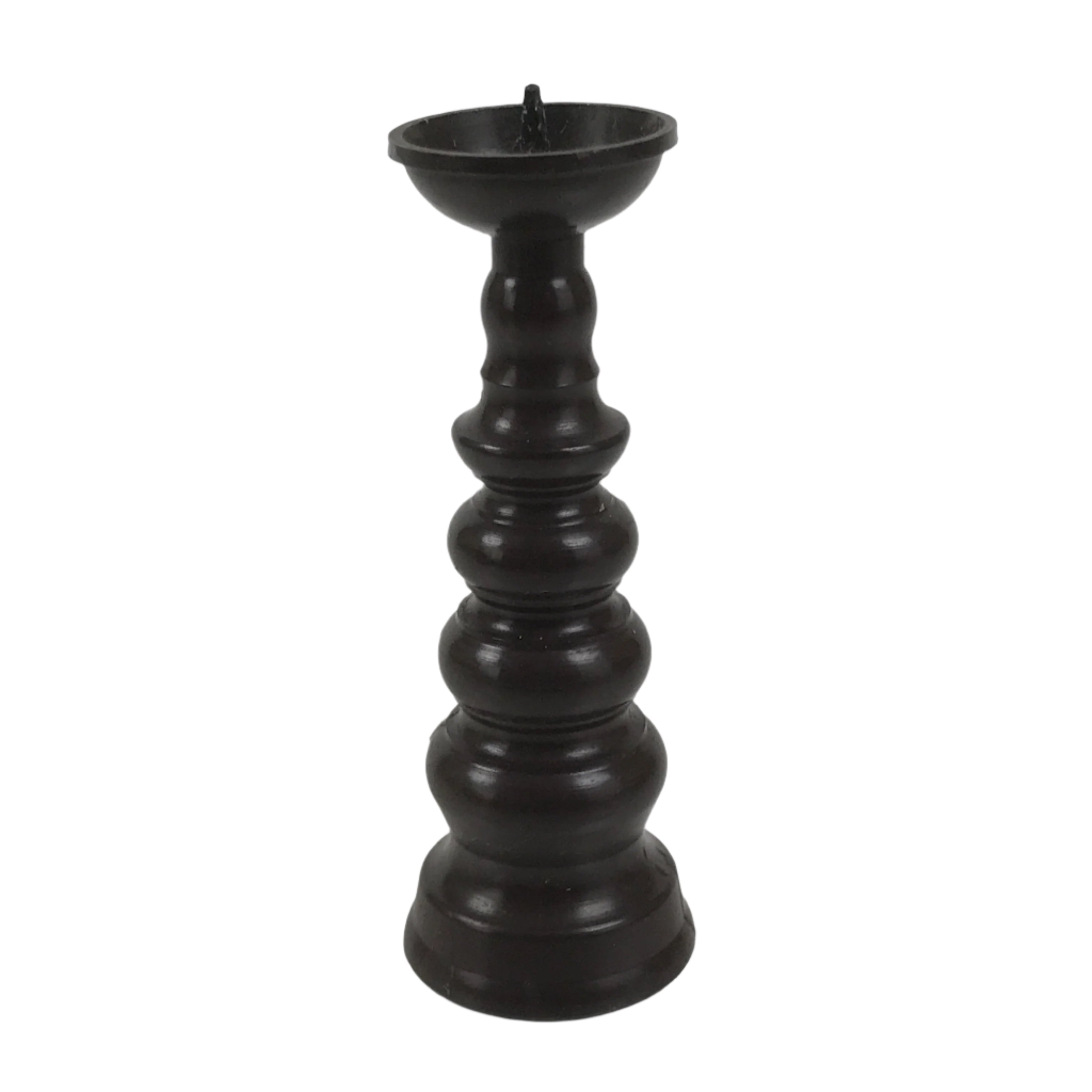 Japanese Buddhist Altar Fitting Metal Candle Stand Vtg Shokudai Brown BA659